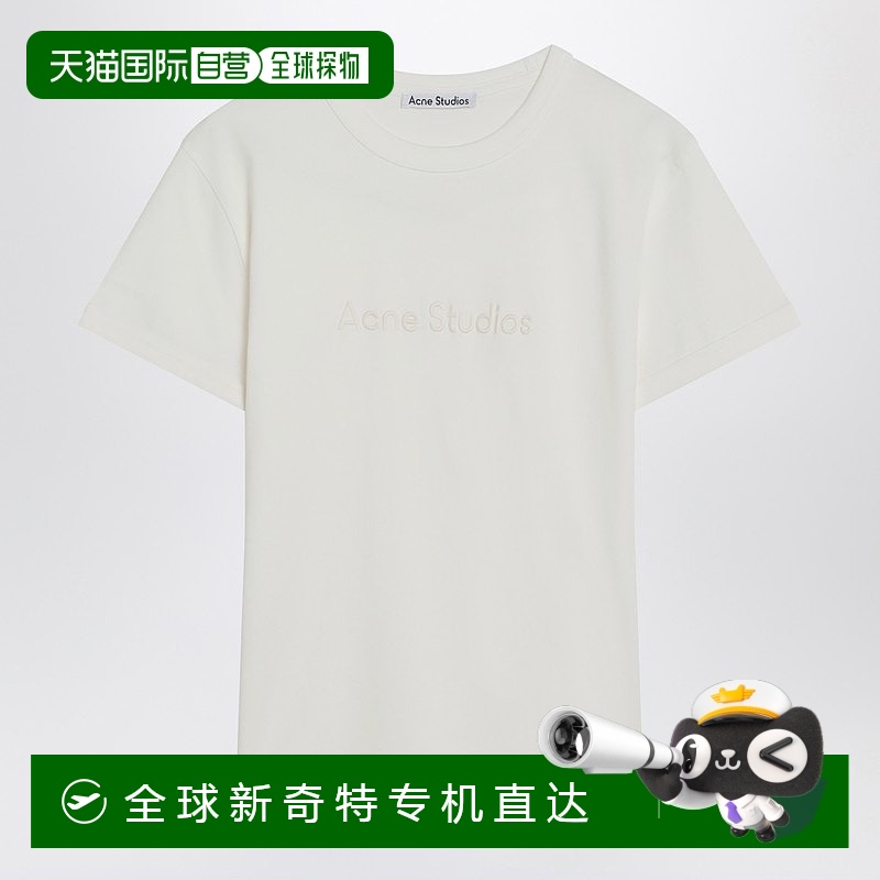 1h可退 香港直邮Acne Studios 艾克妮 女士 白色棉质带LogoT恤 AL