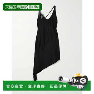 1h可退 香港直邮Courreges 女士 不对称蕾丝边缎面迷你连衣裙 325