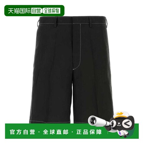 香港直邮PRADA 男士休闲裤 UP0323SOOO11T7F0002 SS2025 黑色亚麻