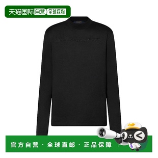 黑色纯羊毛3D刺绣标志长袖 欧洲直邮LV 男士 23新款 T恤 路易威登