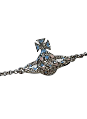 欧洲直邮VIVIENNE WESTWOOD西太后浮雕土星图案手链蓝粉色时尚