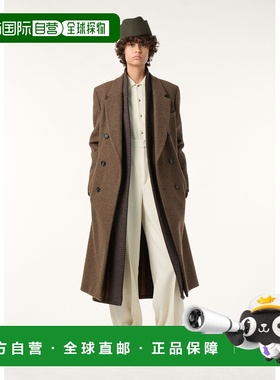 自营欧洲直邮Loro Piana 女士灰绿色初剪羊毛大衣