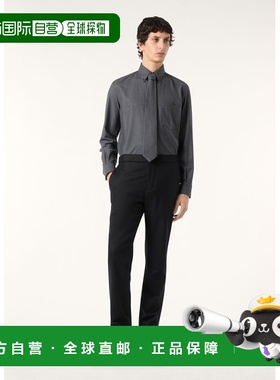 自营欧洲直邮Loro Piana 男士灰蓝色羊毛初剪长袖衬衫