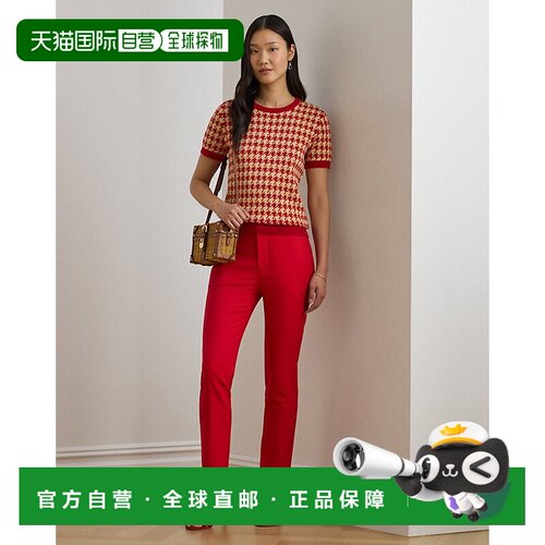 自营欧洲直邮Ralph Lauren拉夫劳伦 女士红色棉质弹力修身长裤
