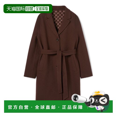 香港直邮Gucci 古驰 女士 双面桑蚕丝羊毛混纺大衣 823839Z7ASL