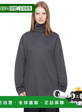 1h可退 香港直邮Lemaire 女士 灰色 Relaxed Mock Neck T 恤 TO14