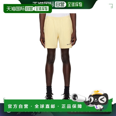 1h可退 香港直邮SPORTY & RICH 男士 黄色 Serif Logo Gym 短裤 S
