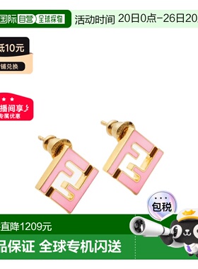 1h可退 香港直邮Fendi FF图案耳钉 8AL294TL9配饰