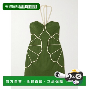 嵌花亚麻混纺挂脖迷你连衣裙 1h可退 女士 RIO 3444 FARM