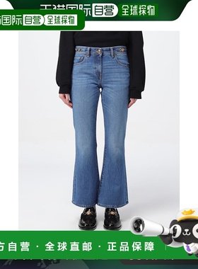 香港直邮Versace 范思哲 女士 腰带袢带喇叭牛仔裤 10141031A1002