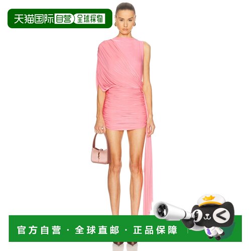 1h可退 美国直邮ALEX PERRY 女士 垂褶迷你打结领连衣裙 D1640RE2