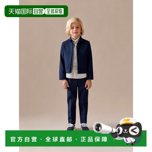 欧洲直邮Bonpoint小樱桃 Edris男孩墨蓝色羊毛褶皱裤裤子