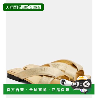 香港直邮Bottega Veneta 葆蝶家 女士 Riva 金属感皮质凉拖拖鞋