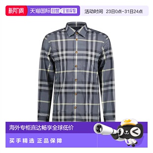 欧洲直邮自营Burberry博柏利男女同款 衬 棉混纺格纹满印单排扣长袖