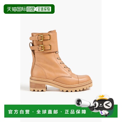 香港直邮chloe 女士 Mallory 搭扣皮质战地靴 CHS19A080TC厚底鞋