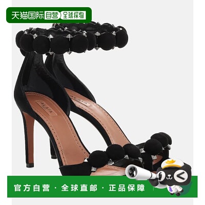 香港直邮Alaia 女士 La Bombe 90 绒面革凉鞋 black黑色 舒适时尚