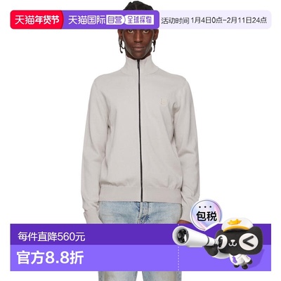 1h可退 香港直邮BOSS 波士 男士 灰色 Cotton Cashmere Knitted L