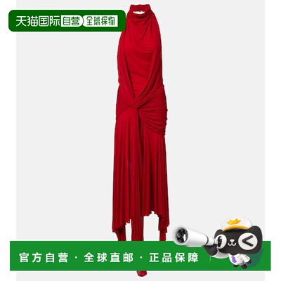 香港直邮mcqueen 亚历山大 麦昆 女士 垂褶挂脖长款连衣裙长裙