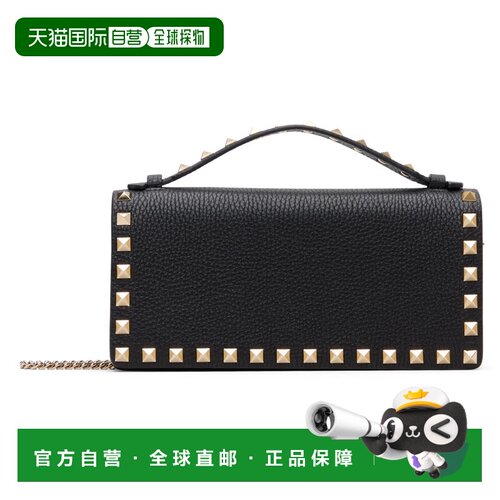1h可退 香港直邮valentino 华伦天奴 女士 黑色 Rockstud Wallet