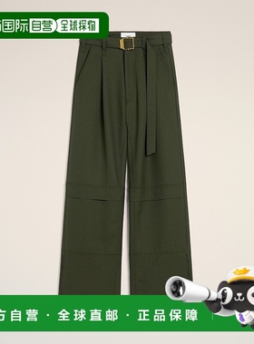 欧洲直邮AMI 绿色羊毛工装裤休闲裤阔腿裤