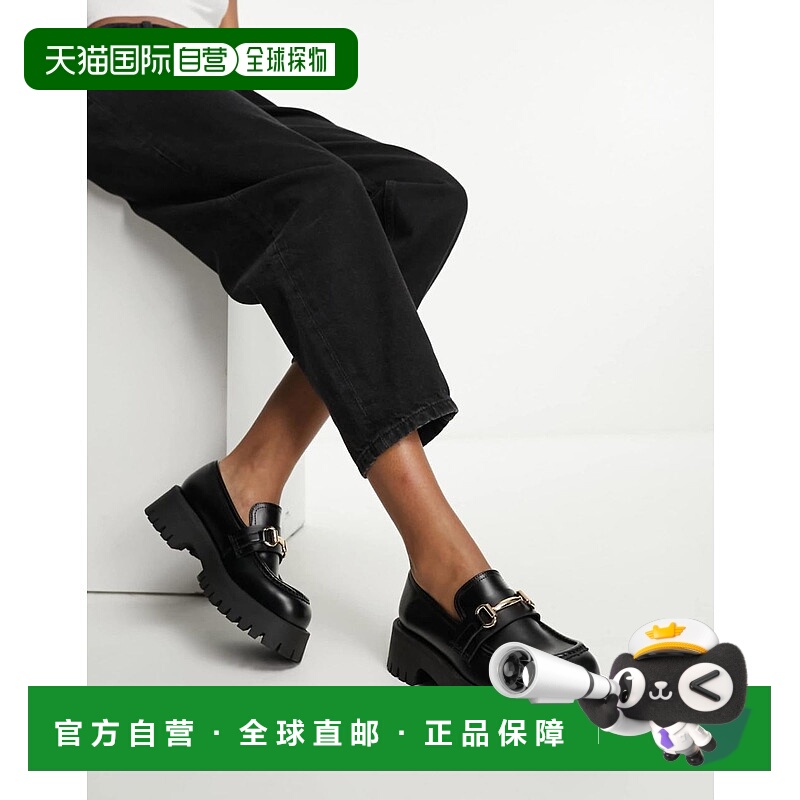1h可退 香港直邮ASOS 女士 Masterpiece 设计宽版粗跟便鞋(黑色)