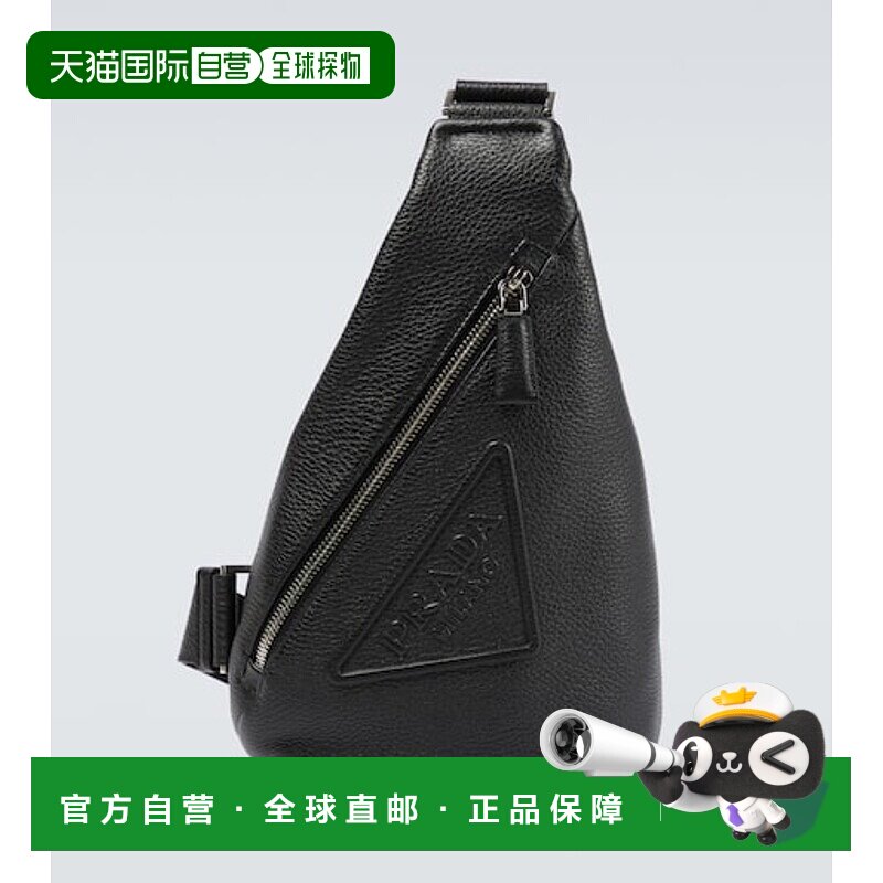 香港直邮Prada 普拉达 男士 皮革斜挎包 BLACK 黑色时尚舒适胸包