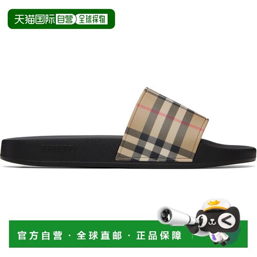 1h可退 香港直邮Burberry 巴宝莉 女士 驼色格纹拖鞋 8129969A702