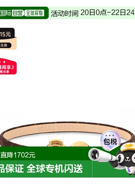 自营欧洲直邮LV路易威登 Confetti女士棕色皮革老花图案手链配饰