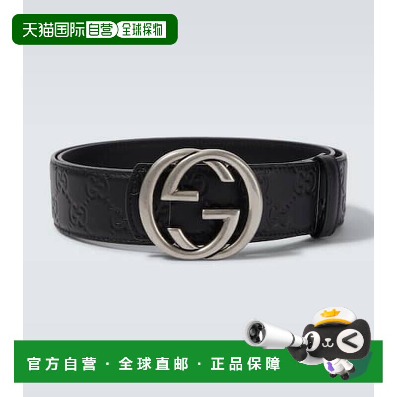 1h可退 香港直邮Gucci 古驰 男士 双G扣皮带腰带 black黑色 舒适