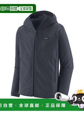 自营欧洲直邮PATAGONIA R1 TECHFACE男士灰蓝色聚酯纤维连帽抓绒