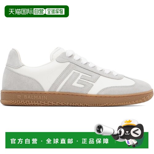 香港直邮Balmain 巴尔曼 男士 灰色 & 白色 Swan Suede 运动鞋 HM