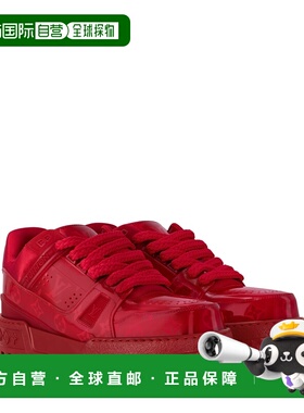自营欧洲直邮LV路易威登 Trainer男士红色皮革老花图案运动鞋