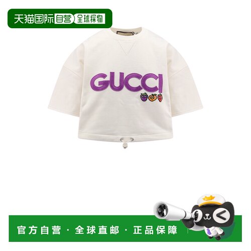 香港直邮GUCCI 女士衬衫 773722XJF8P9088 AW2024 白色 短袖卫衣