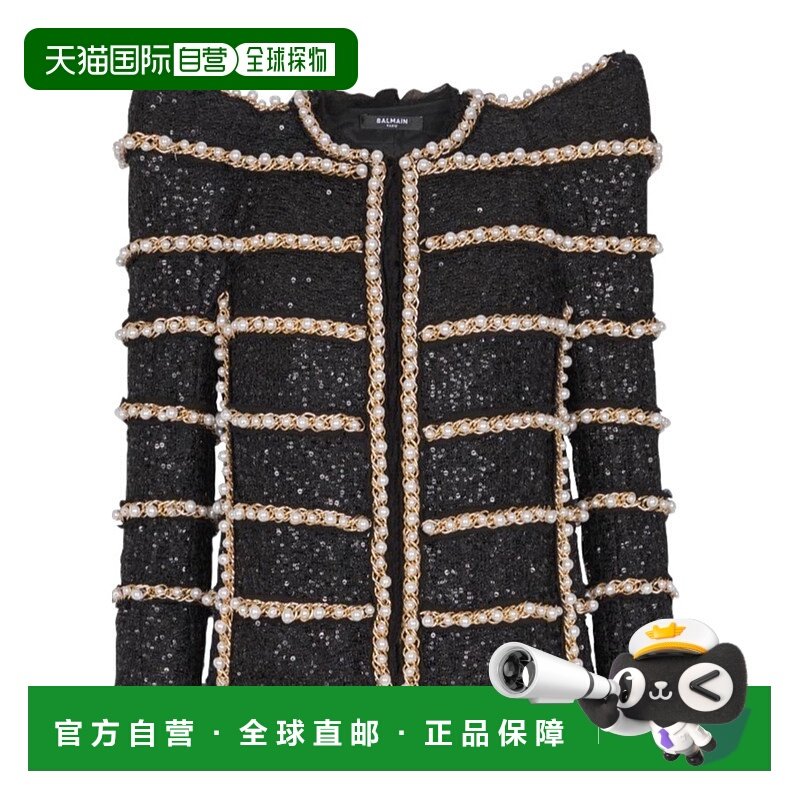 香港直邮Balmain 珍珠链条细节休闲夹克 EF0SK775PC90