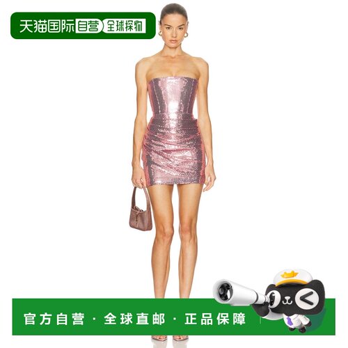 1h可退 美国直邮ALEX PERRY 女士 for FWRD 无肩带垂褶珠片迷你连