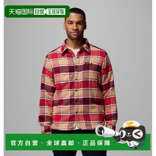 自营欧洲直邮Columbia Windward™ II男士酒红色/白色格纹抓绒衬衫