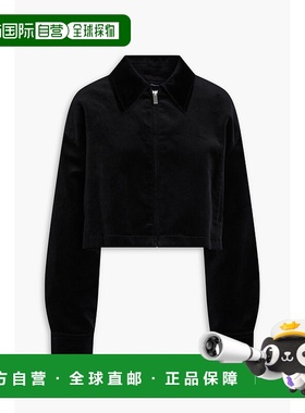 香港直邮THEORY 希尔瑞 女士 短款棉混纺天鹅绒夹克 O1004102BLAC