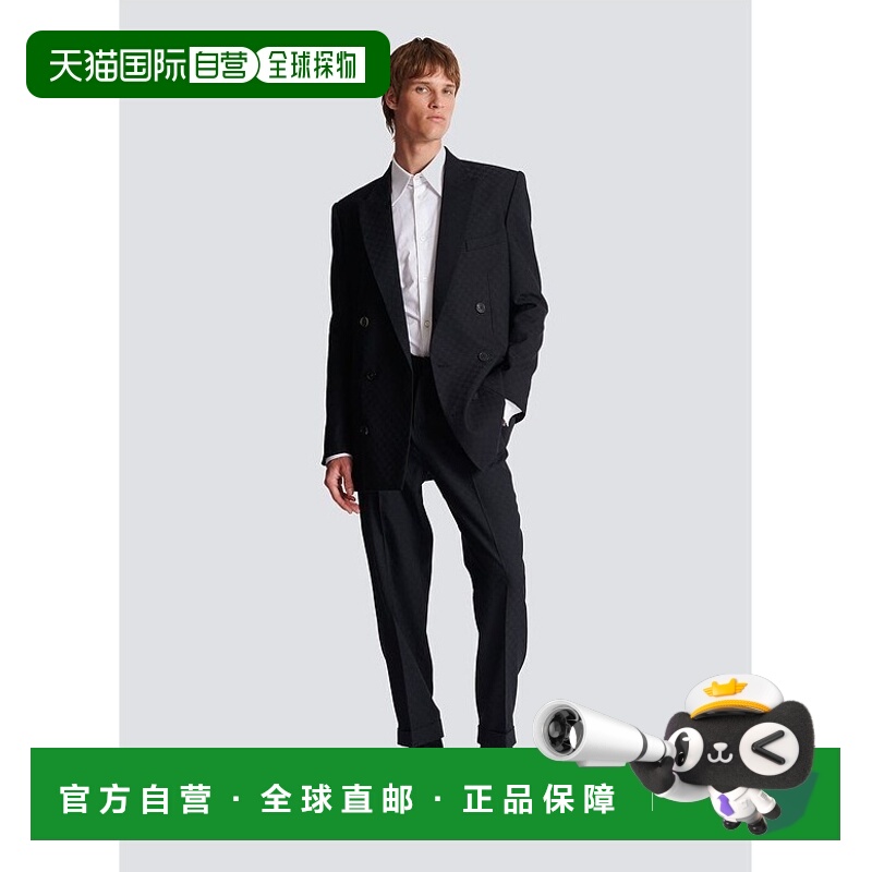 香港直邮Balmain Monogram 提花羊毛长袖西装外套 CH1SG030WC54