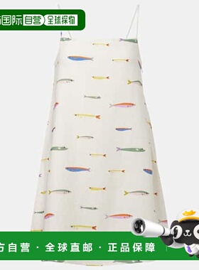 1h可退 香港直邮Staud 女士 Laura 印花棉质迷你连衣裙 white白色