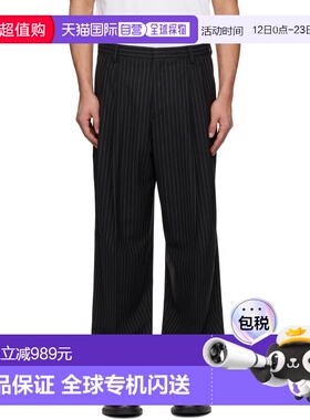 1h可退 香港直邮boss 雨果 男士 黑色 Wide-Leg Pinstripe 长裤 5