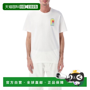 1h可退 香港直邮Casablanca 男士 L’Arche 印花黄绿色黄色T恤(白