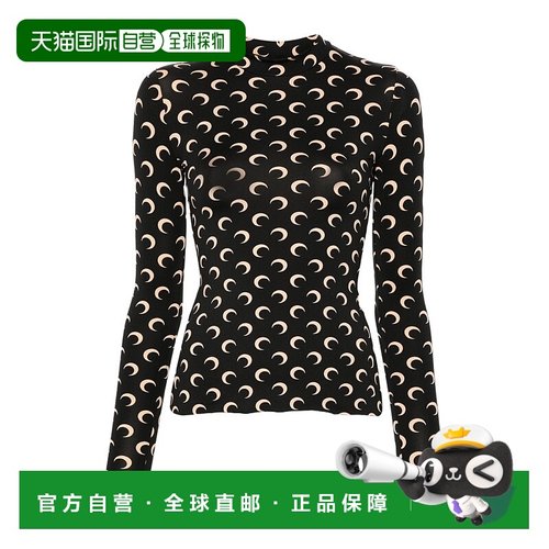 1h可退 香港直邮Marine Serre 月亮印花长袖T恤 WTS005ACJER0001