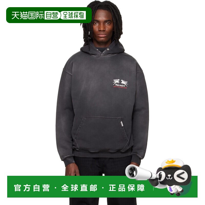 香港直邮Represent 男士 黑色 24 Hour Service 连帽衫卫衣