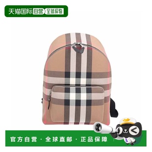 自营BURBERRY博柏利双肩背包经典格纹纺织装饰双肩包