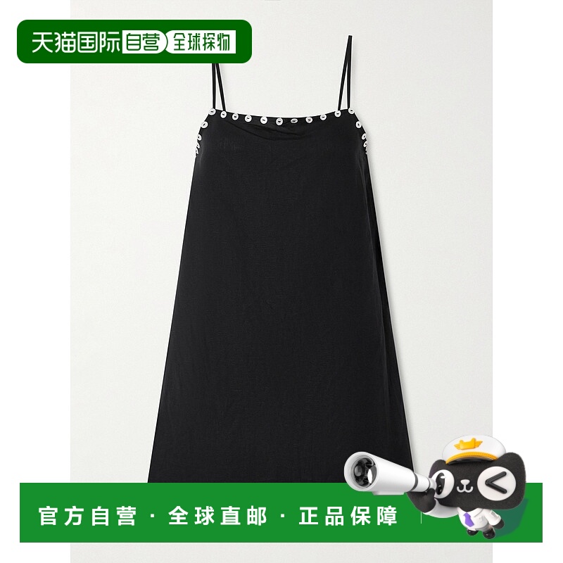香港直邮Staud 女士 Laura 纽扣装饰亚麻混纺迷你连衣裙 S26R2315