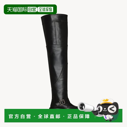 自营欧洲直邮YSL圣罗兰 JOE女士黑色光滑皮革过膝靴