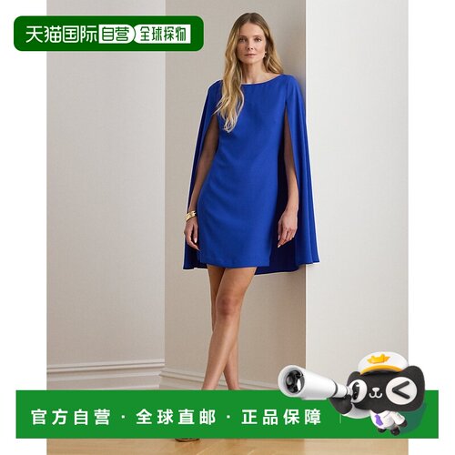 自营欧洲直邮Ralph Lauren拉夫劳伦 女士皇家蓝聚酯纤维斗篷鸡尾