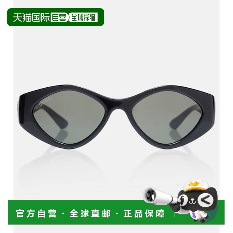 香港直邮Gucci 古驰 女士 双G扣水晶装饰椭圆形太阳眼镜
