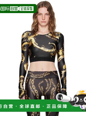 1h可退 香港直邮versace 范思哲 女士 黑色 Chromo Couture 长袖