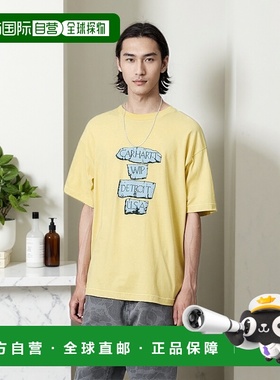 自营欧洲直邮Carhartt Wip 男士黄色棉短袖T恤针织印花棉质